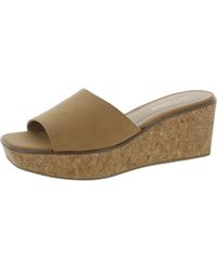Sun & Stone - Faux Leather Slip On Wedge Sandals - Lyst