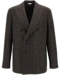Boglioli - Check Pattern Wool Peak Lapels Double-Breasted Blazer - Lyst