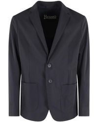 Herno - Seersucker Technical Stretch Jacket With Classic Notched Collar - Lyst
