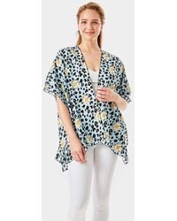 TRUEDAMES - Leopard Pattern Daisy Flower Print Cover Up Kimono Poncho - Lyst