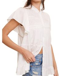 Listicle - Button Down Ruffled Contrast Blouse Top - Lyst