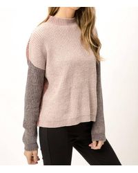 Mystree - Mock Neck Colorblock Sweater - Lyst