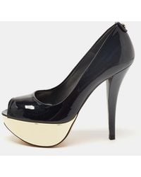 Stuart Weitzman - Patent Leather Platform Peep Toe Pumps - Lyst