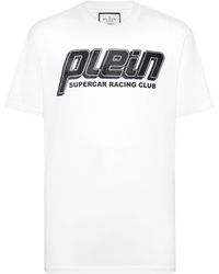 Philipp Plein - Jersey T-Shirt Round Neck Ss Strass Racing Club - Lyst