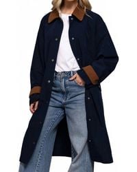 Active Basic - Long Sleeve Contrast Collar Button Down Trench Coat - Lyst