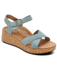Aetrex - Flora Adjustable Quarter Strap Wedge Sandal - Lyst