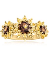 Ross-Simons - Citrine And Smoky Quartz Sunflower Ring - Lyst