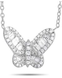 Non-Branded - Lb Exclusive 18k White Gold 1.40ct Diamond Butterfly Necklace - Lyst
