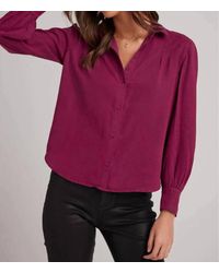 Bella Dahl Sheer Long Sleeve Button-down Top in Red | Lyst