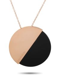 Calvin Klein Spicy Re Gold Pvd Plated Stainless Steel Onyx Big Pendant Necklace - Black