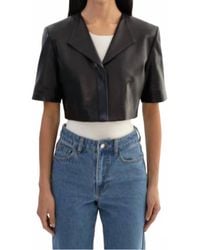 Lamarque - Aviana Short Sleeve Leather Jacket - Lyst