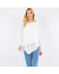 TRUEDAMES - Elegant Solid Drape Wrap Poncho - Lyst