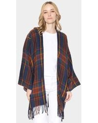 TRUEDAMES - Plaid Check Patterned Poncho - Lyst