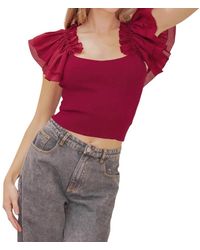 Strut & Bolt - Back Tie Organza Sleeve Knit Top - Lyst