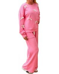 Eesome - Long Sleeve Bow Set Top - Lyst