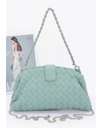 Fashnzfab - Faux Leather Braided Frame Shoulder Bag - Lyst