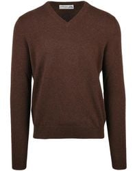 Ballantyne - Cashmere V-Neck Pullover With Minimalist Design - Lyst