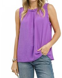 Umgee - Ruffled Neck Sleeveless Top - Lyst