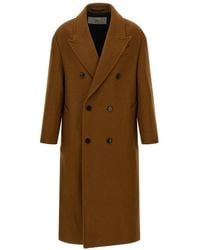 Ami Paris - Double-Breasted Virgin Wool Coat With Peak Lapels - Lyst