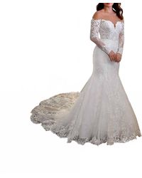 Essence of Australia - Long-Sleeve Fit-And-Flare Wedding Dress - Lyst