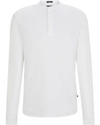 BOSS - Stretch-cotton Polo Shirt With Henley Neckline - Lyst