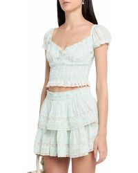 LoveShackFancy - Daini Smocked Floral Top - Lyst