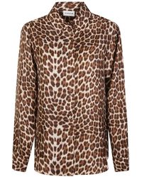 P.A.R.O.S.H. - Leopard Print Silk Shirt With Pointed Collar And Overfit Silhouette - Lyst