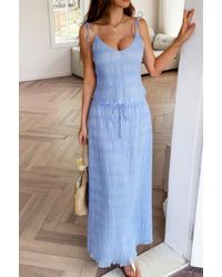 TRUEDAMES - Solid Two Piece Strappy Maxi Skirt Crop Top Set - Lyst