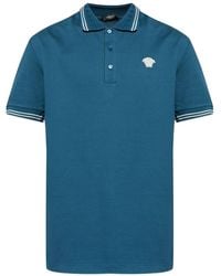 Versace - Silk-Nylon Blend Polo Shirt With Contrasting Details - Lyst