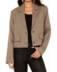 Mystree - Plaid Print Rhinestone Cropped Blazer - Lyst