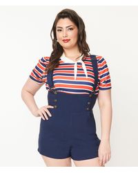 Unique Vintage - Plus Size Navy & Red Striped Bow Sweetie Knit Top - Lyst