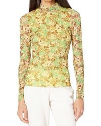 Ted Baker - Lennix Mesh Floral Mock Neck Long Sleeve Top - Lyst
