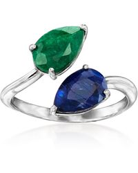Ross-Simons - Sapphire And Emerald Toi Et Moi Ring - Lyst