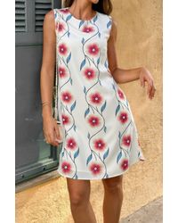 TRUEDAMES - Round Neck Floral Print Sleeveless Loose Dress - Lyst