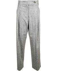 Marella - Tailored Trousers With Subtle Checkered Pattern - Lyst
