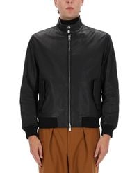 BOSS - Leather Zip Jacket - Lyst