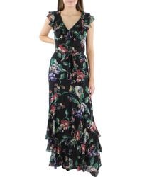 Lauren by Ralph Lauren - Georgette Floral Print Maxi Dress - Lyst
