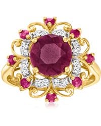 Ross-Simons - Ruby And Diamond Frame Ring - Lyst