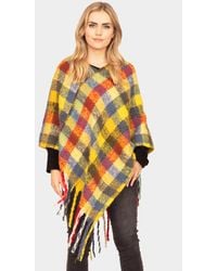 TRUEDAMES - Plaid Check Patterned Poncho - Lyst