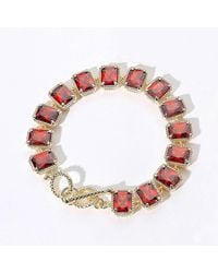 Fashnzfab - 14K Plated Cz Emerald Cut Stone Cluster Link Evening Toggle Bracelet - Lyst