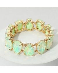 Fashnzfab - Teardrop Glass Stone Cluster Stretch Evening Bracelet Mint, Opal - Lyst