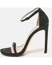 Stuart Weitzman - Textured Suede Ankle Strap Open Toe Sandals - Lyst