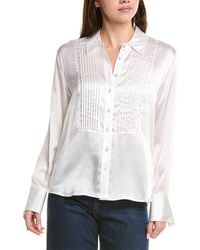 L'Agence - Divya Pintuck Tux Silk Shirt - Lyst