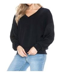 Ariella - V-Neck Top With Contrast Sleeve - Lyst