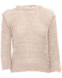 Fabiana Filippi - Bicolor Cotton Mesh Short Sleeve Sweater - Lyst