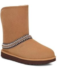 UGG - Classic Short Cresent Chestnut Suede Sheepskin Lined Boots Rhs7748 - Lyst