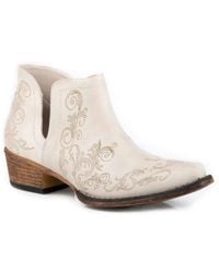 Roper - Ava Boots Leather Embroidered Western Bootie Ham754 - Lyst