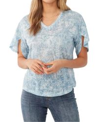 Fdj - Palm Scribble Flutter Sleeve Top - Lyst