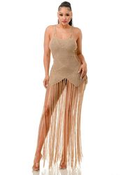 TRUEDAMES - Crochet Dress Bottom Fringe - Lyst