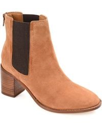 Journee Signature - Genuine Leather Tazlyn Round Toe Stacked Chelsea Booties - Lyst